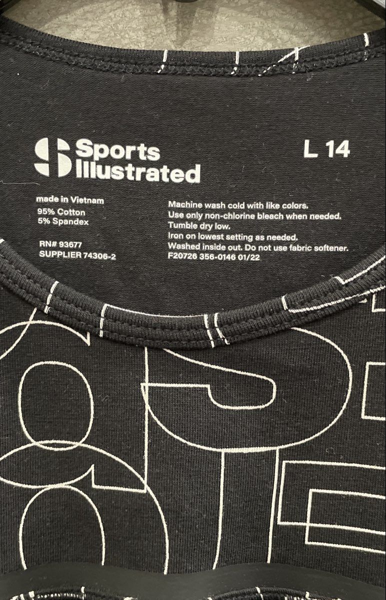 Sports Illustrated Girls Black White All Over Logo Print Tank Top Sz 14