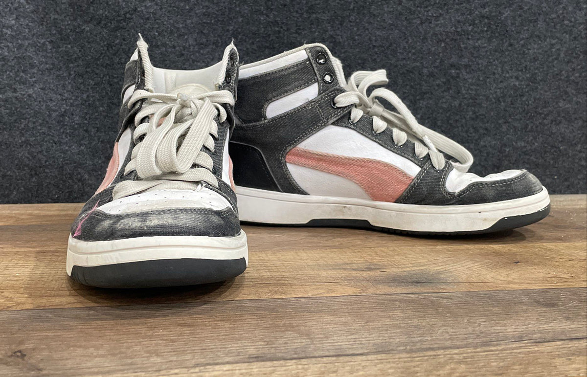 Puma Rebound Joy White Black Pink High Top Sneakers Women's Size 8