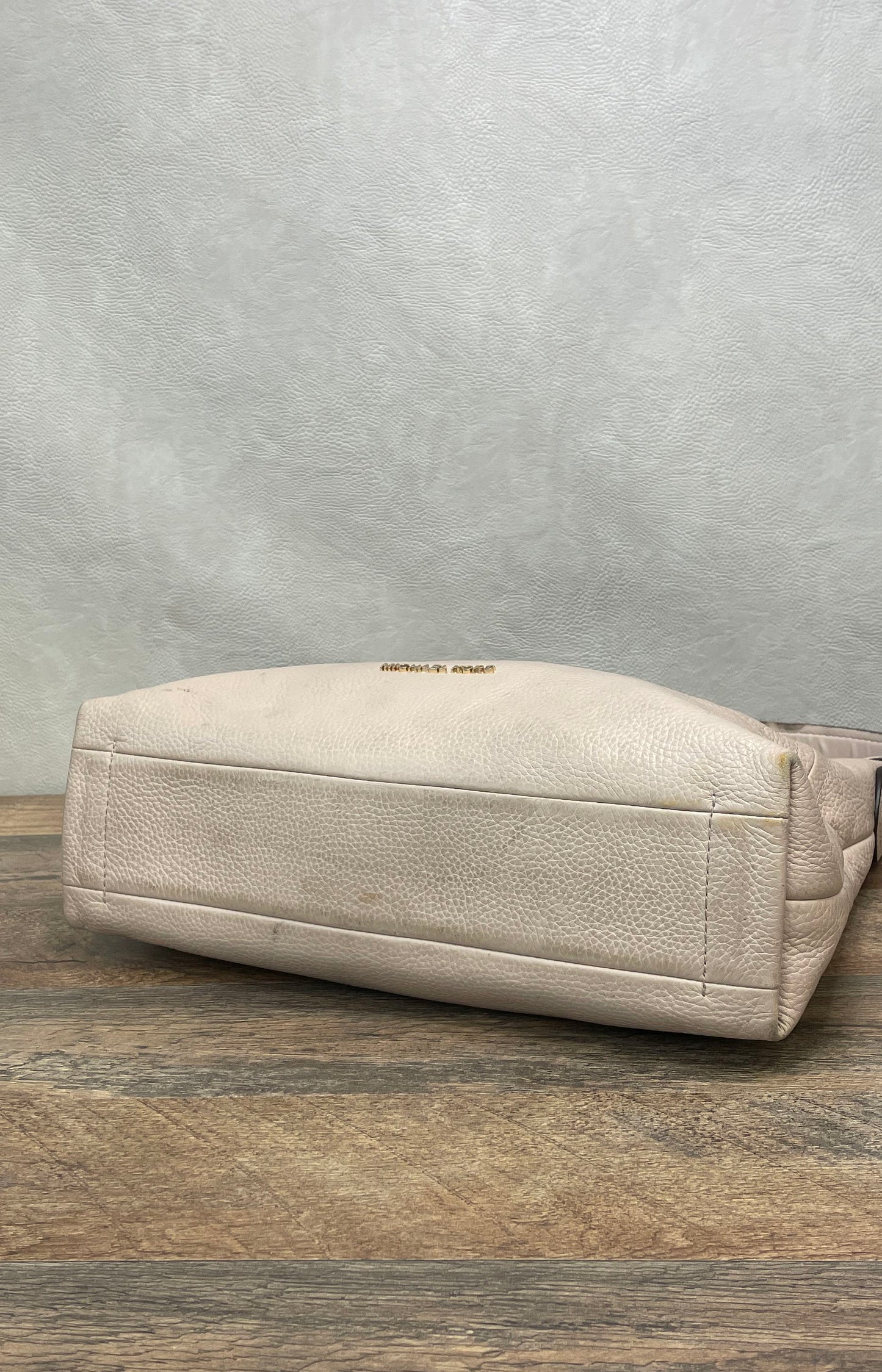 Michael Kors Nude Pebbled Leather Hobo Shoulder Bag Gold Hardware