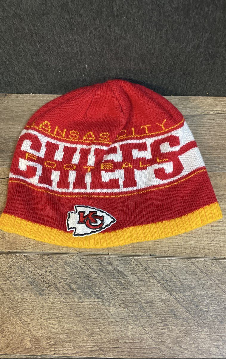 NFL Team Apparel Youth Kansas City Chiefs Beanies Lot 2 Red Yellow Knit Hats