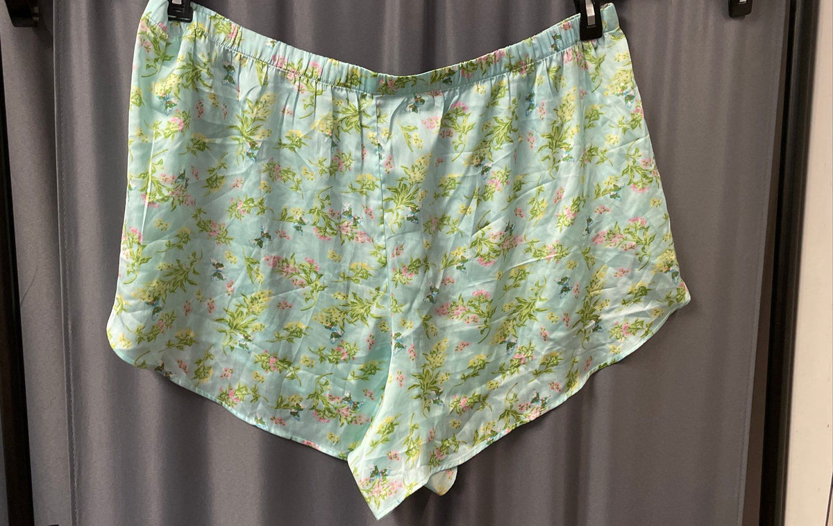 Adore Me Women's Green Floral Satin Pajama Set Cami & Shorts Lace Trim Sz 2X