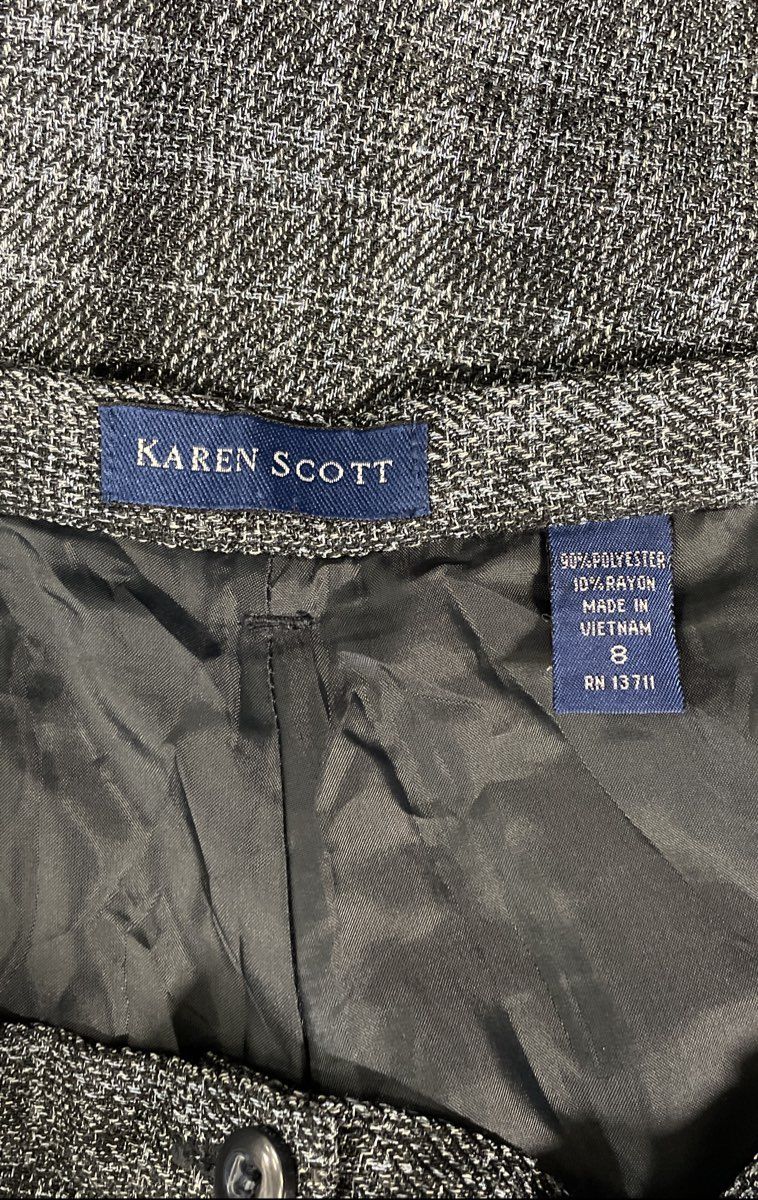 Karen Scott Women's Gray Textured 2-Piece Blazer and Trousers Suit Set Sz 10