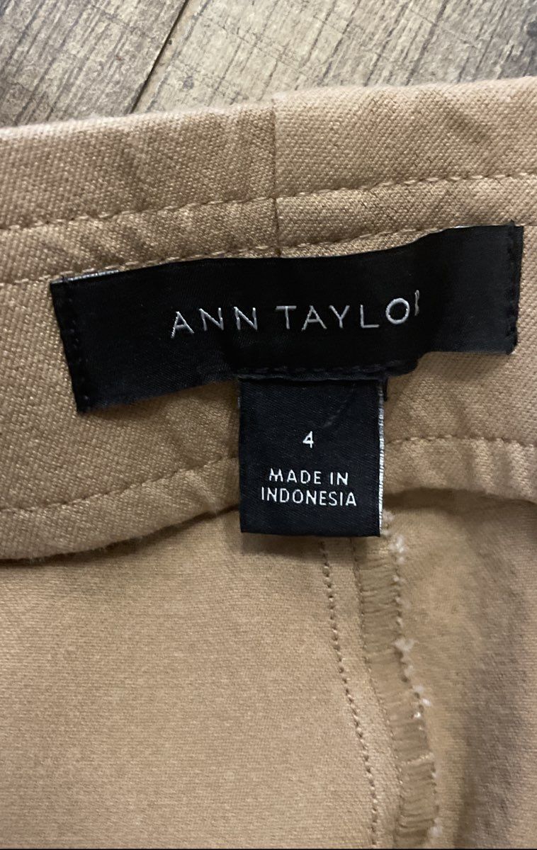 Ann Taylor Women's Brown Stretch Cotton Blend Side Zip Flat Front Pants Size 4