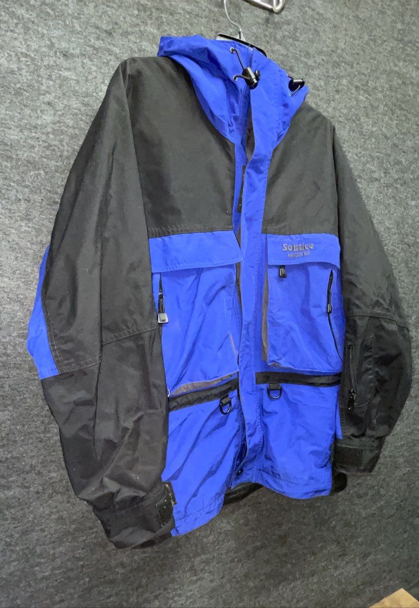 Vintage 90s Solstice Men's Blue Black Hardwear Ski Jacket Parka Hooded Sz S