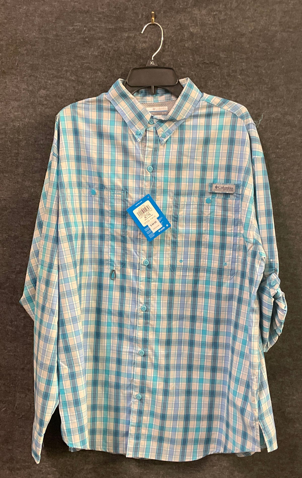 Columbia Men's PFG Long Sleeve Shirt Blue Plaid Vented Button Down Sz XL NWT