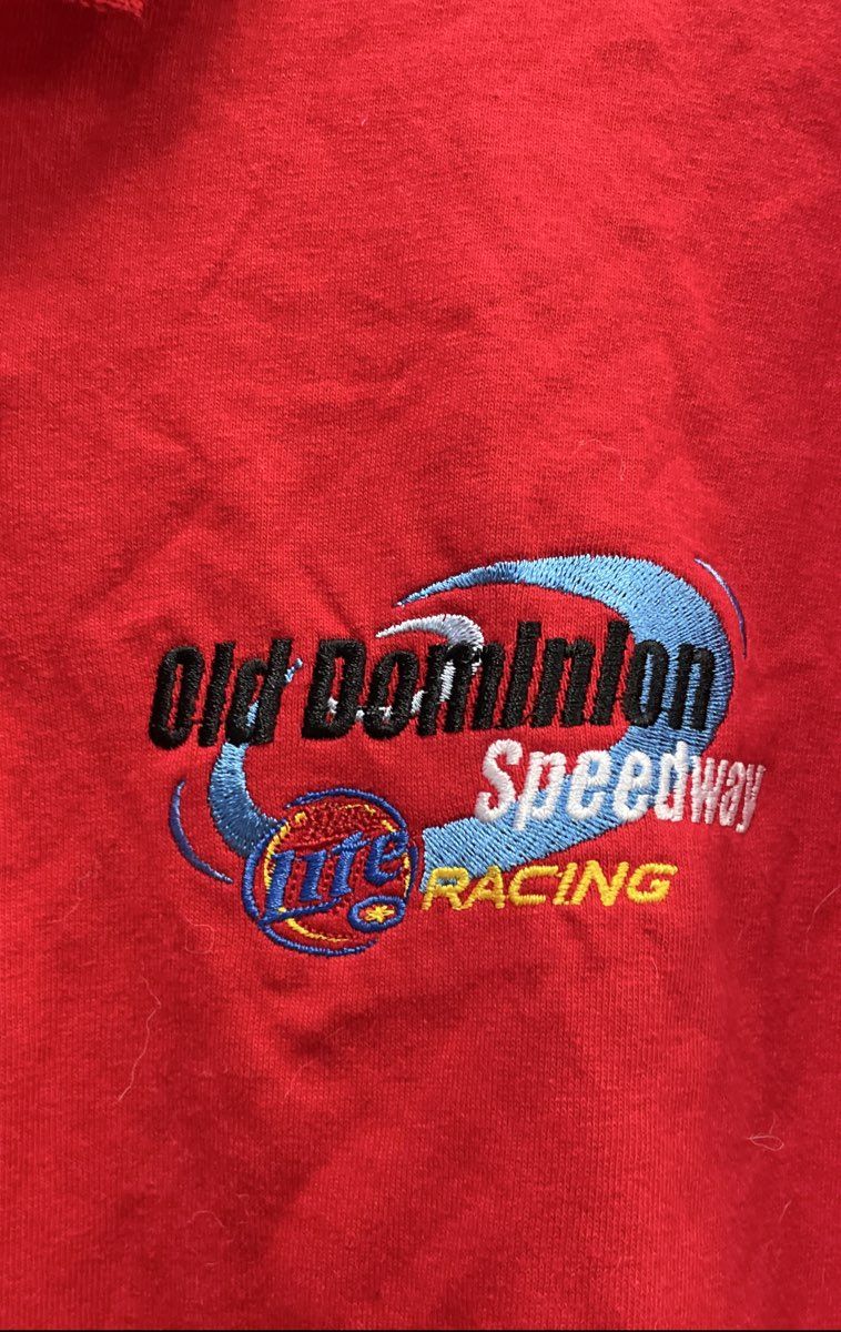 Vintage Y2K Gildan Men's Red Old Dominion Speedway Miller Lite Polo Shirt Sz L