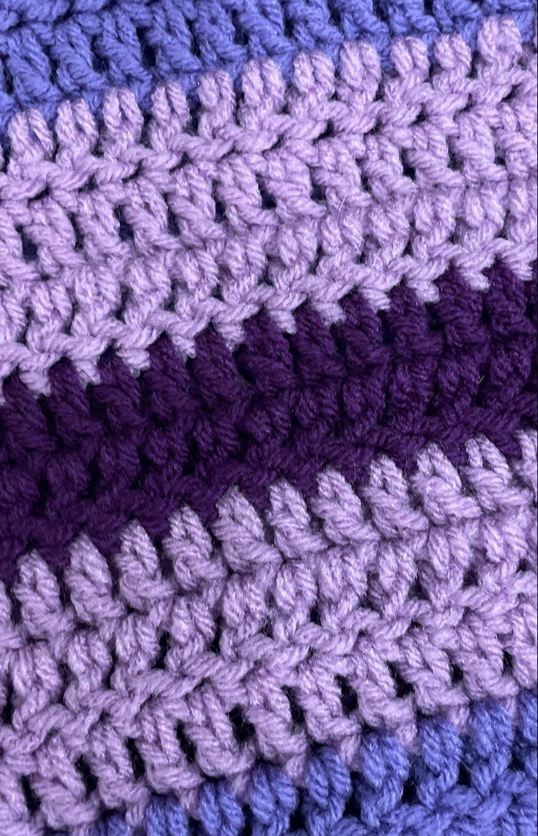 Handmade Purple Striped Crochet Blanket Afghan Throw Multicolor