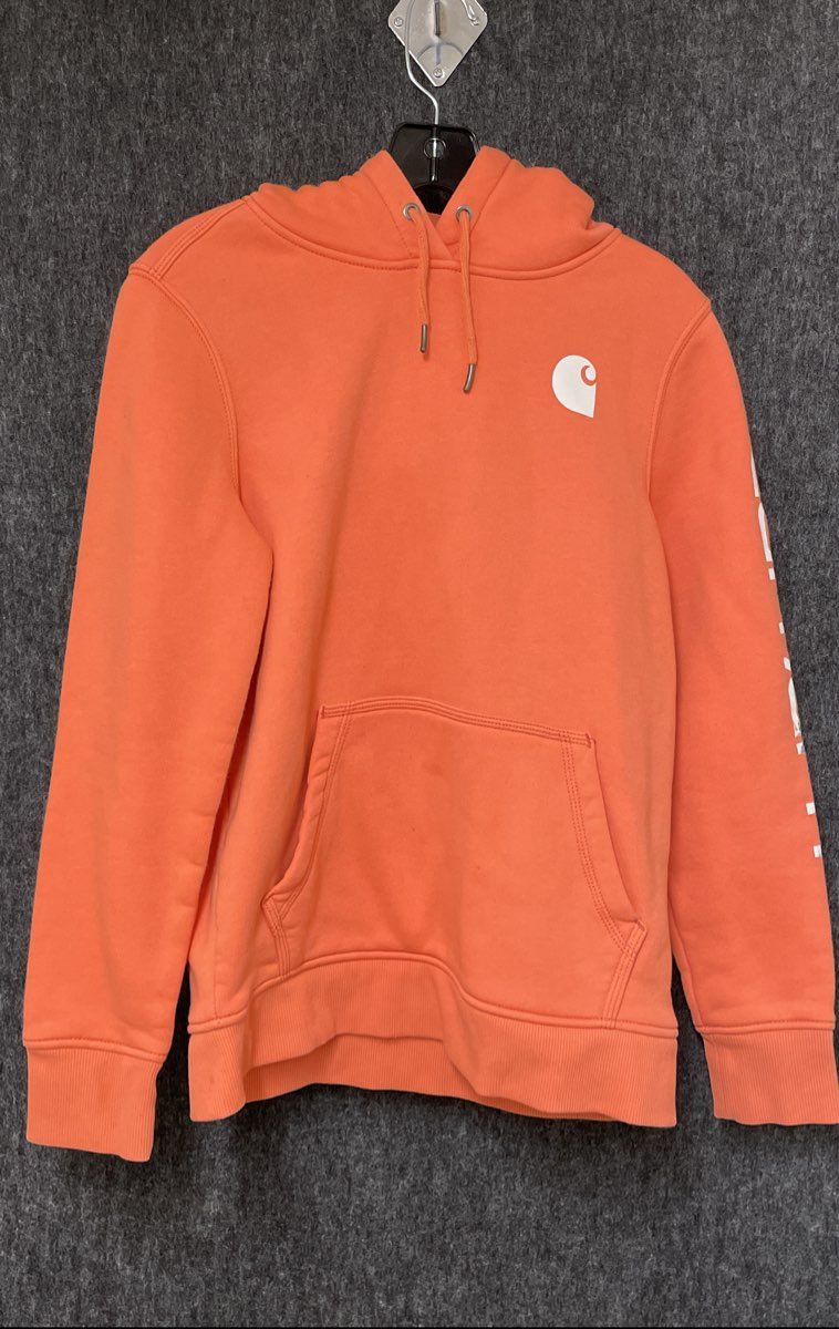 Carhartt Women's Orange Relaxed Fit Midweight Logo Sleeve Graphic Hoodie Sz M