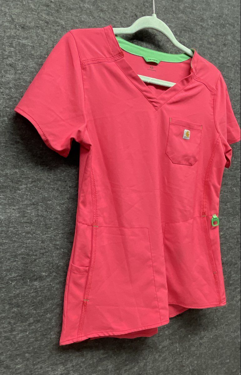 Carhartt Women's Pink Force Cross-Flex Scrub Set V-Neck Top Cargo Pants NWT XS