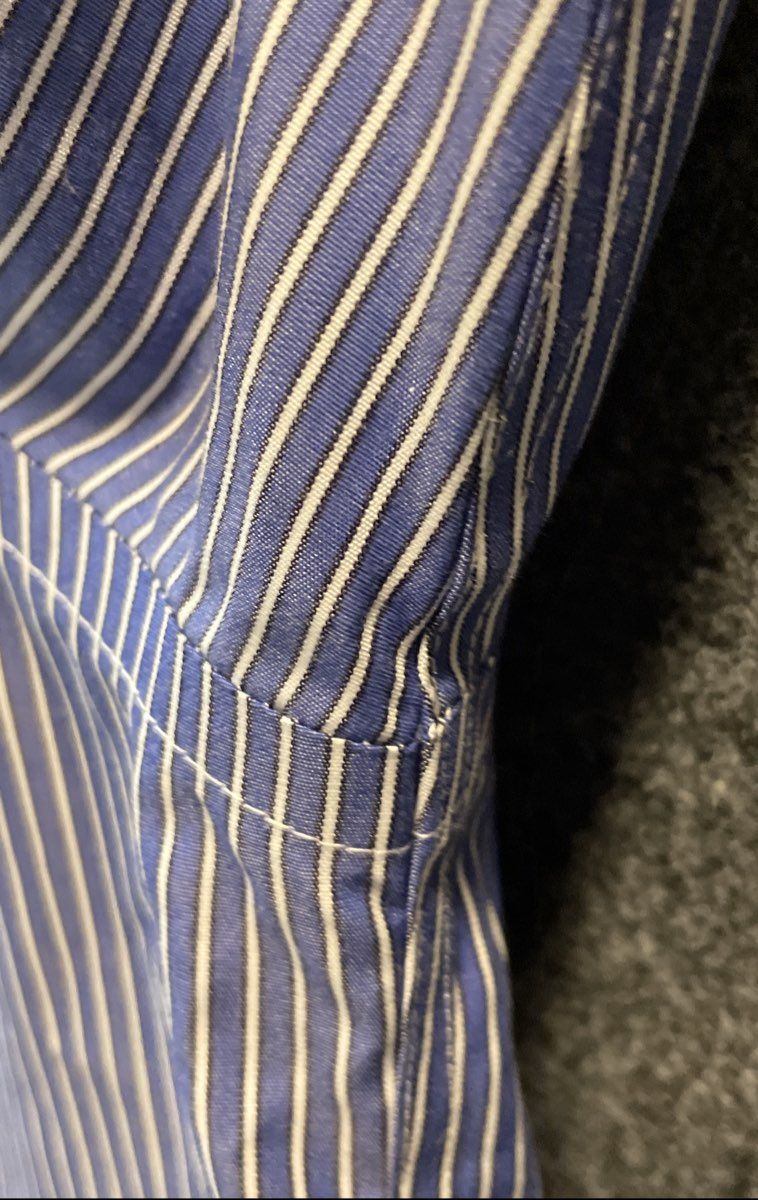 Roundtree & Yorke Gold Label Men's Blue Striped Non-Iron Shirt 20 36/37 Big NWT