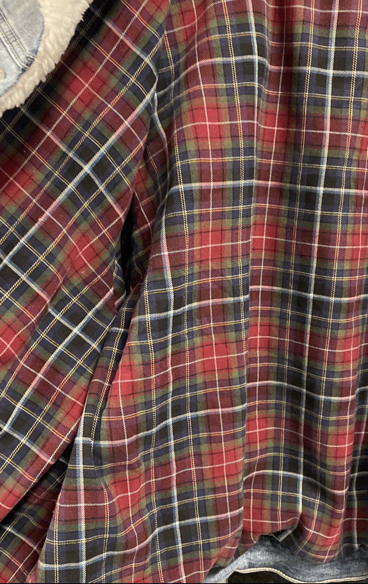 Torrid Women's Light Wash Sherpa Collar Plaid Lined Denim Trucker Jacket Sz 5