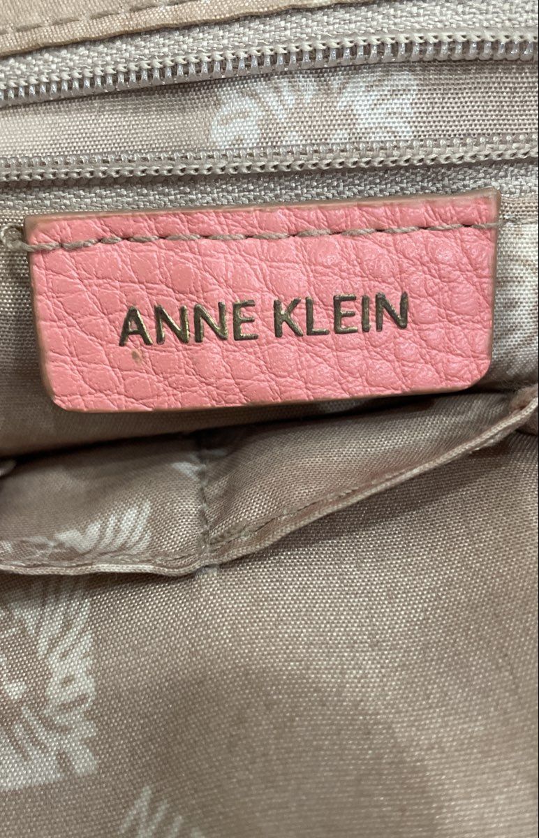 Anne Klein Pink Pebbled Leather Crossbody Bag Purse Gold Hardware