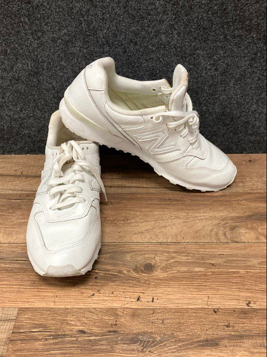New Balance 696 White Crocodile Texture Leather Women's Sneakers Size 9.5