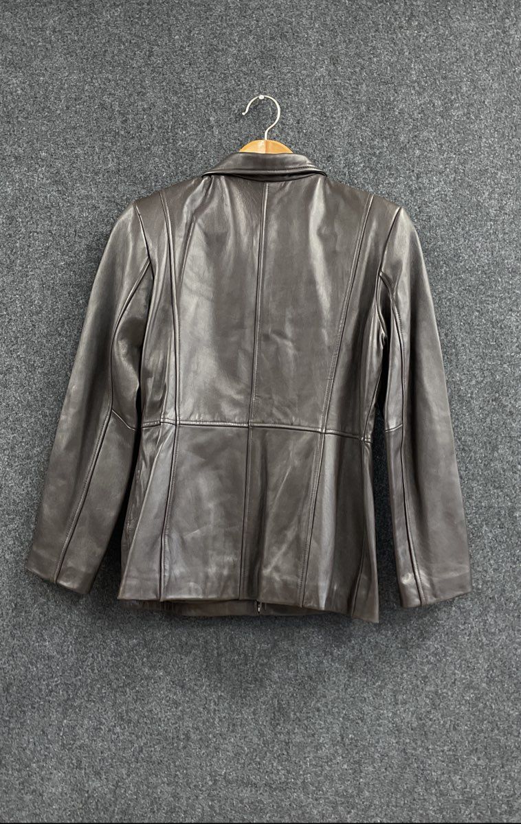 Vintage Y2K Alfani Women's Brown Genuine Leather Full Zip Jacket Sz L