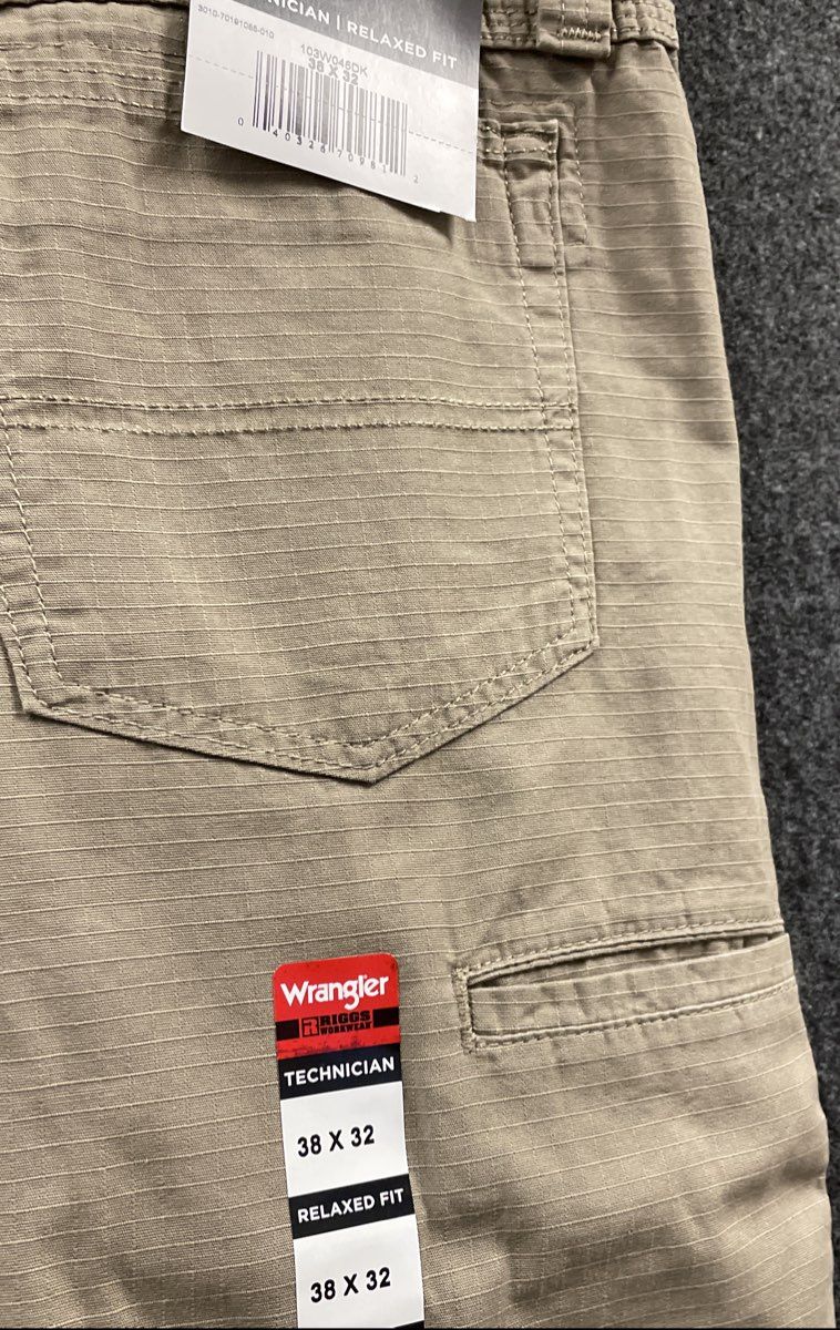 Wrangler Riggs Workwear Men's Tan Ripstop Technician Relaxed Fit Pants NWT 38x32