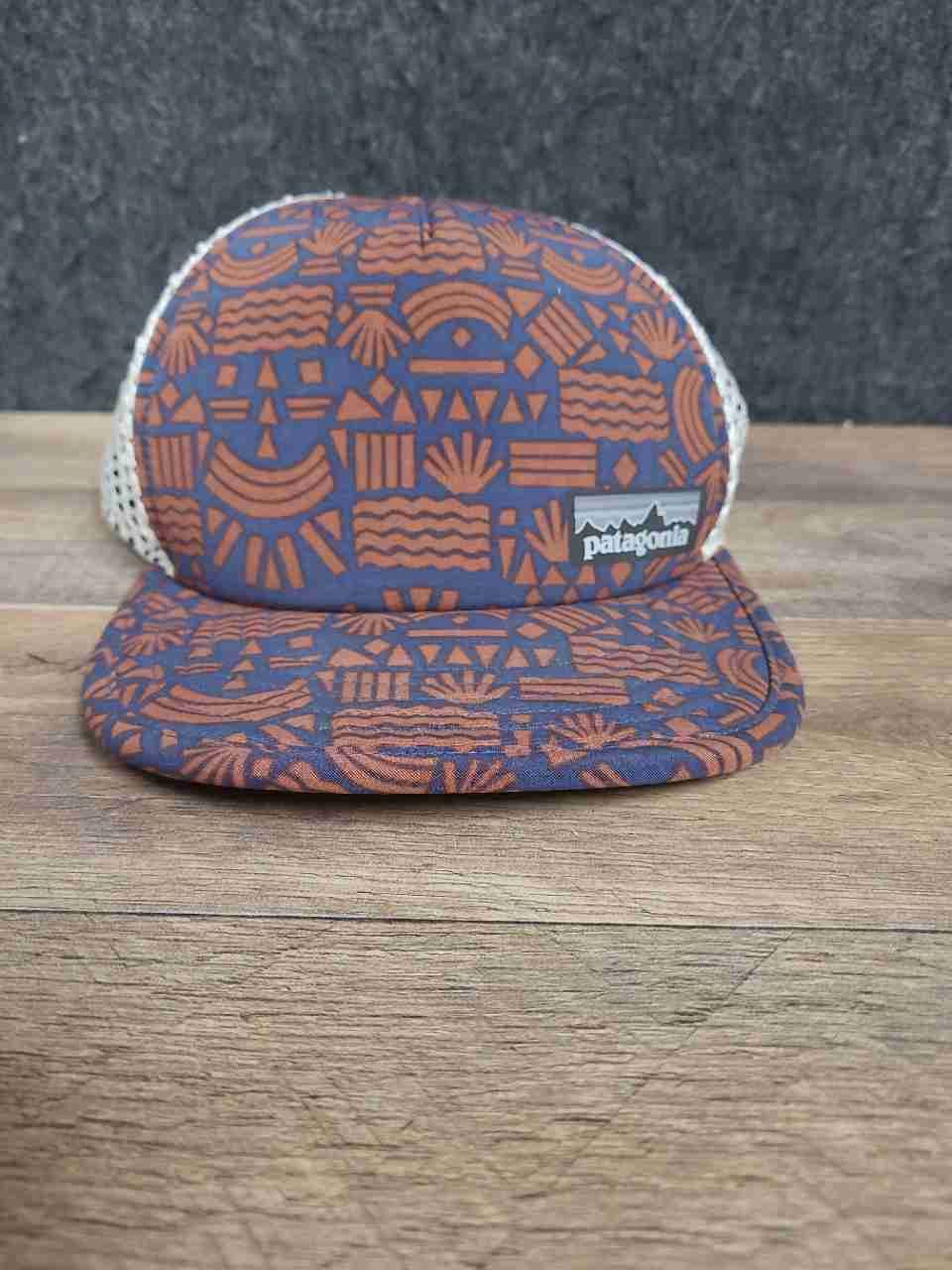 Patagonia Unisex Blue Orange Geometric Duckbill Trucker Hat Mesh Back Cap OSFA