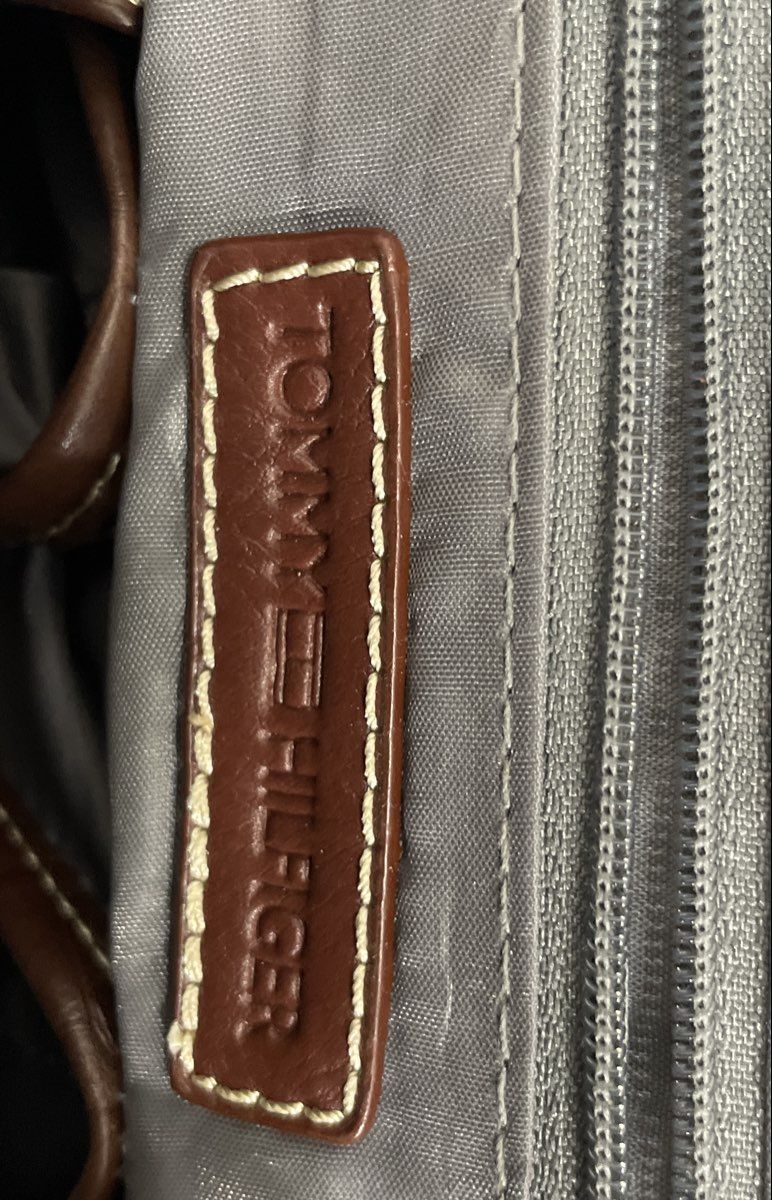 Tommy Hilfiger Brown Croc Embossed Leather Shoulder Bag Satchel Vintage