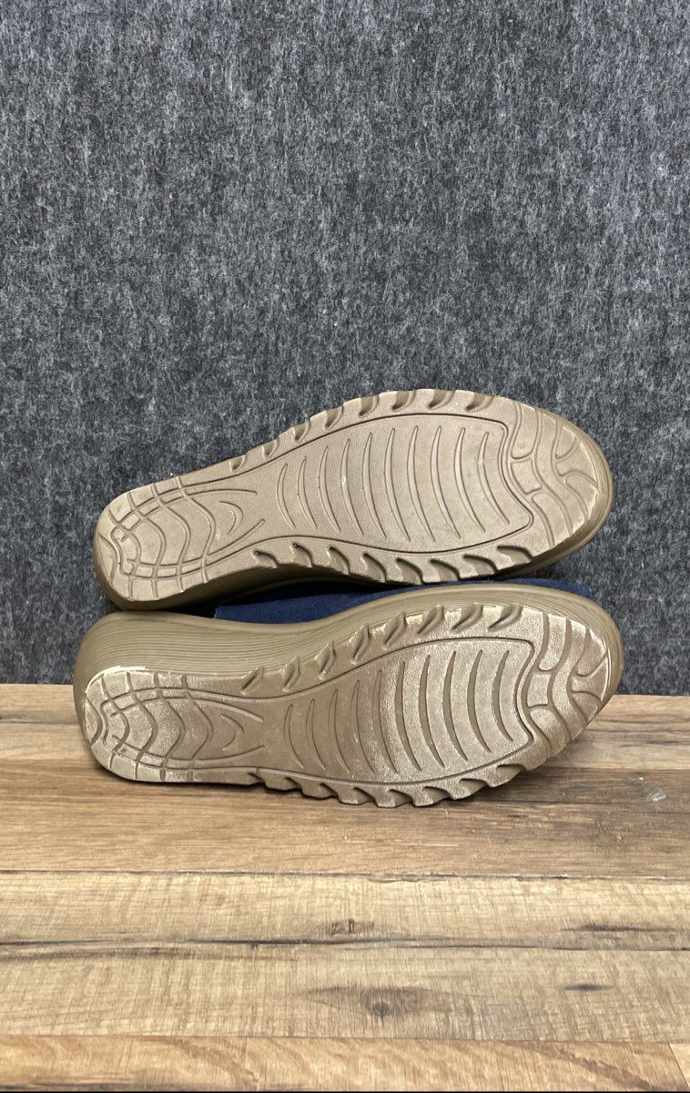Skechers Parallel Trapezoid Navy Suede Wedge Sandals Women's Size 8.5