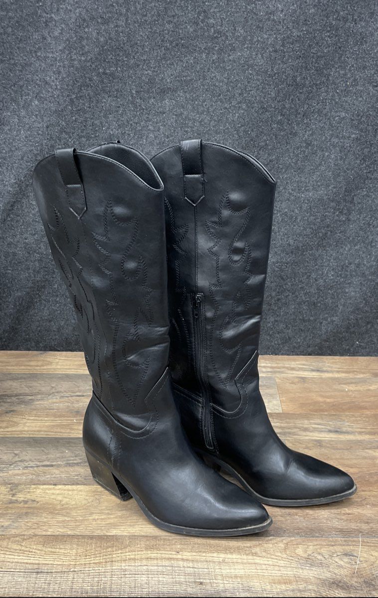 Madden Girl Arizona Black Western Cowboy Boots Women's Size 9