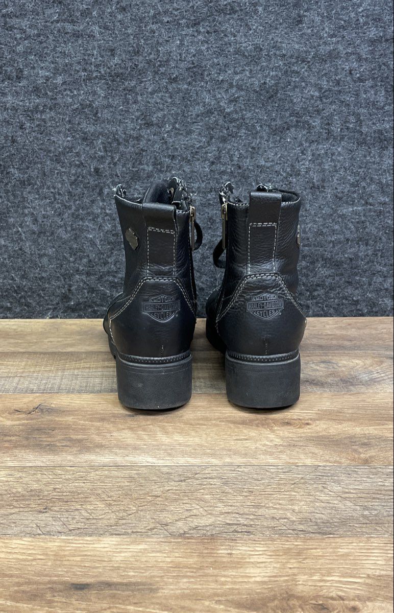 Harley-Davidson Black Leather Lace Up Side Zip Ankle Boots Women's Size 7.5