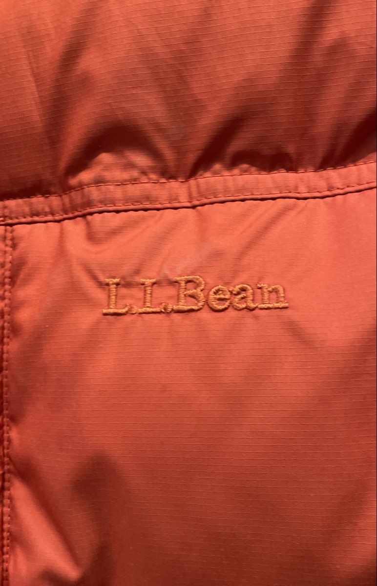 L.L. Bean Men's Orange Down Puffer Vest Quilted Insulated Full Zip Snap Sz M