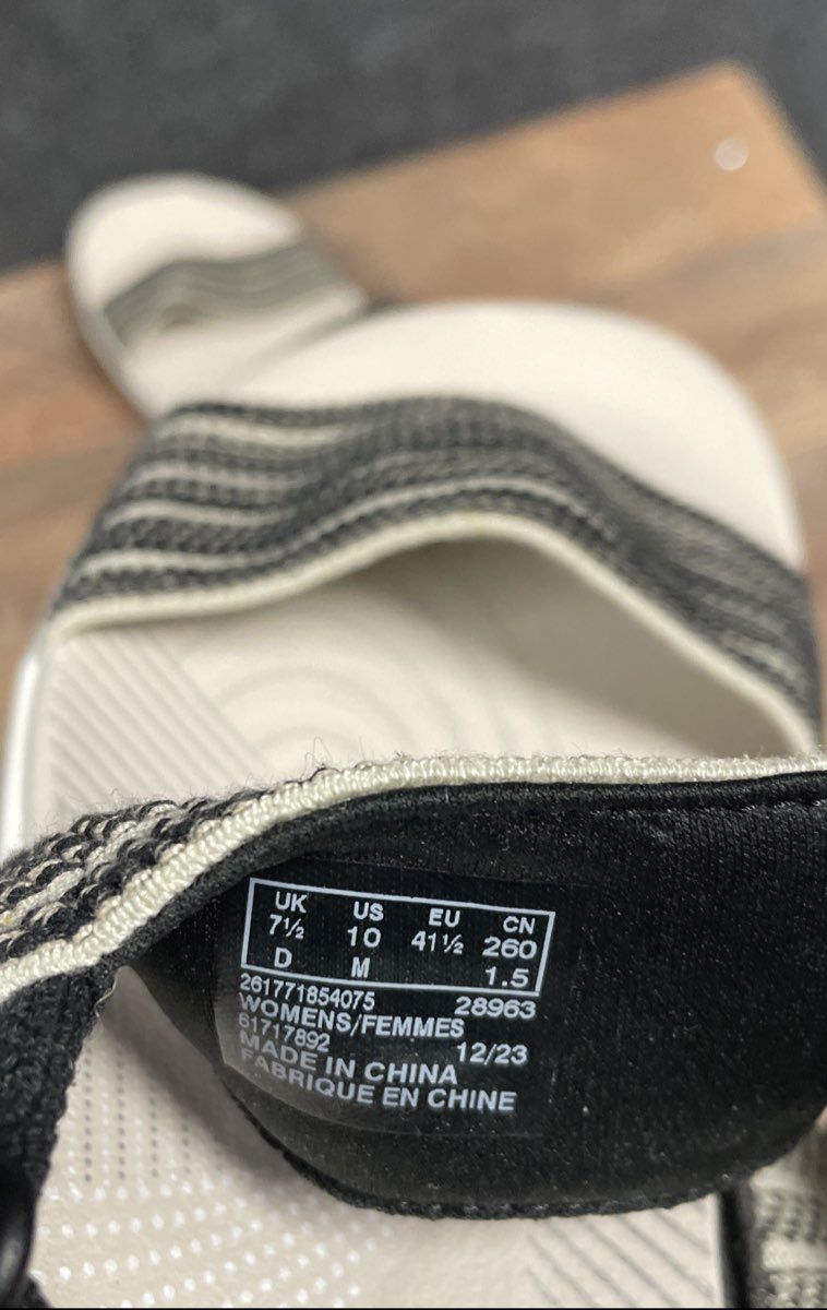 Clarks Arla Stroll Black White Cloudsteppers Wedge Sandals Size 10