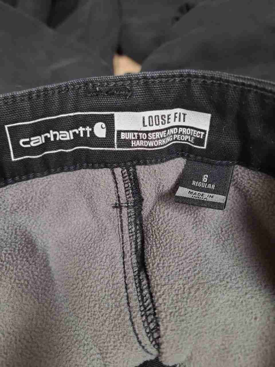 Carhartt Women's Black Fleece Lined Utility Carpenter Pants Loose Fit Sz 6 Reg