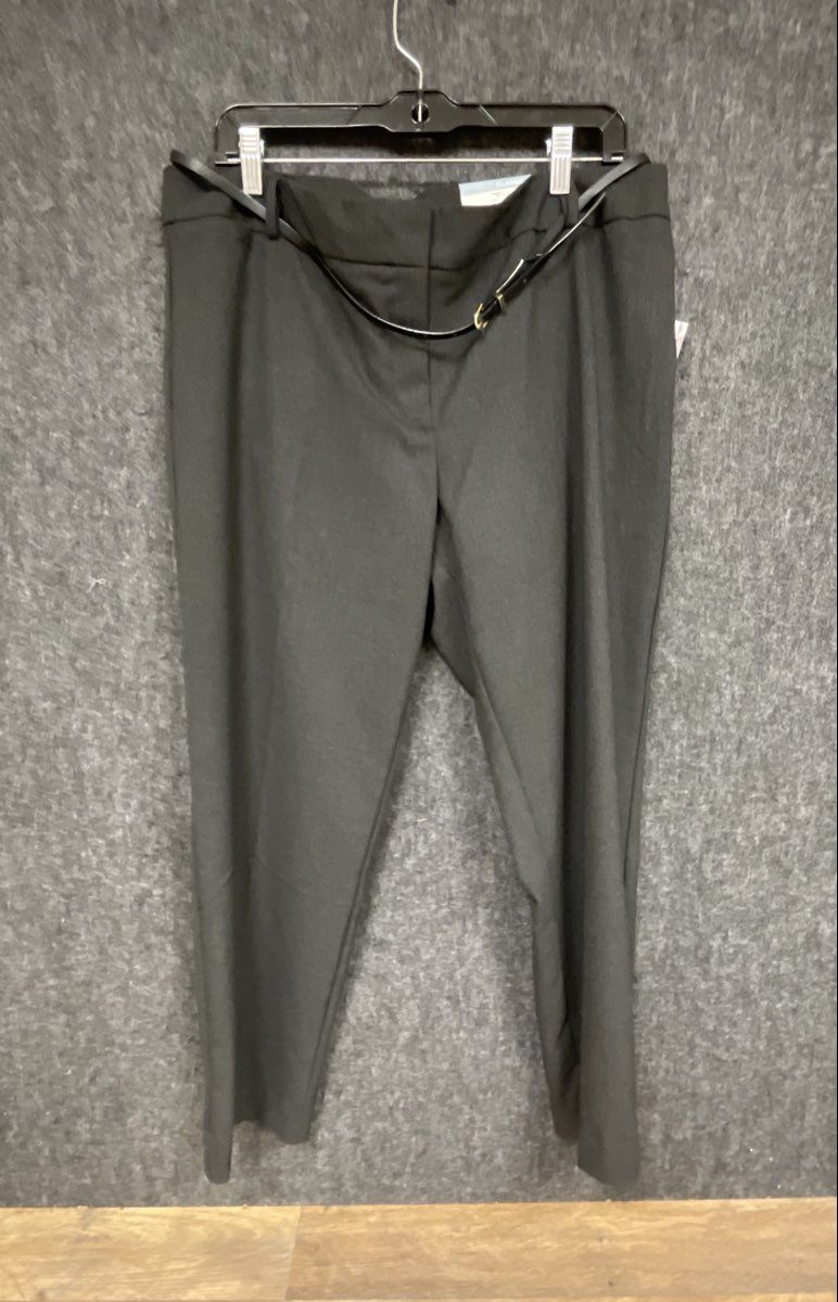 Liz Claiborne Women's Black Emma Classic Slim Leg Career Pants Belted Sz 16 NWT