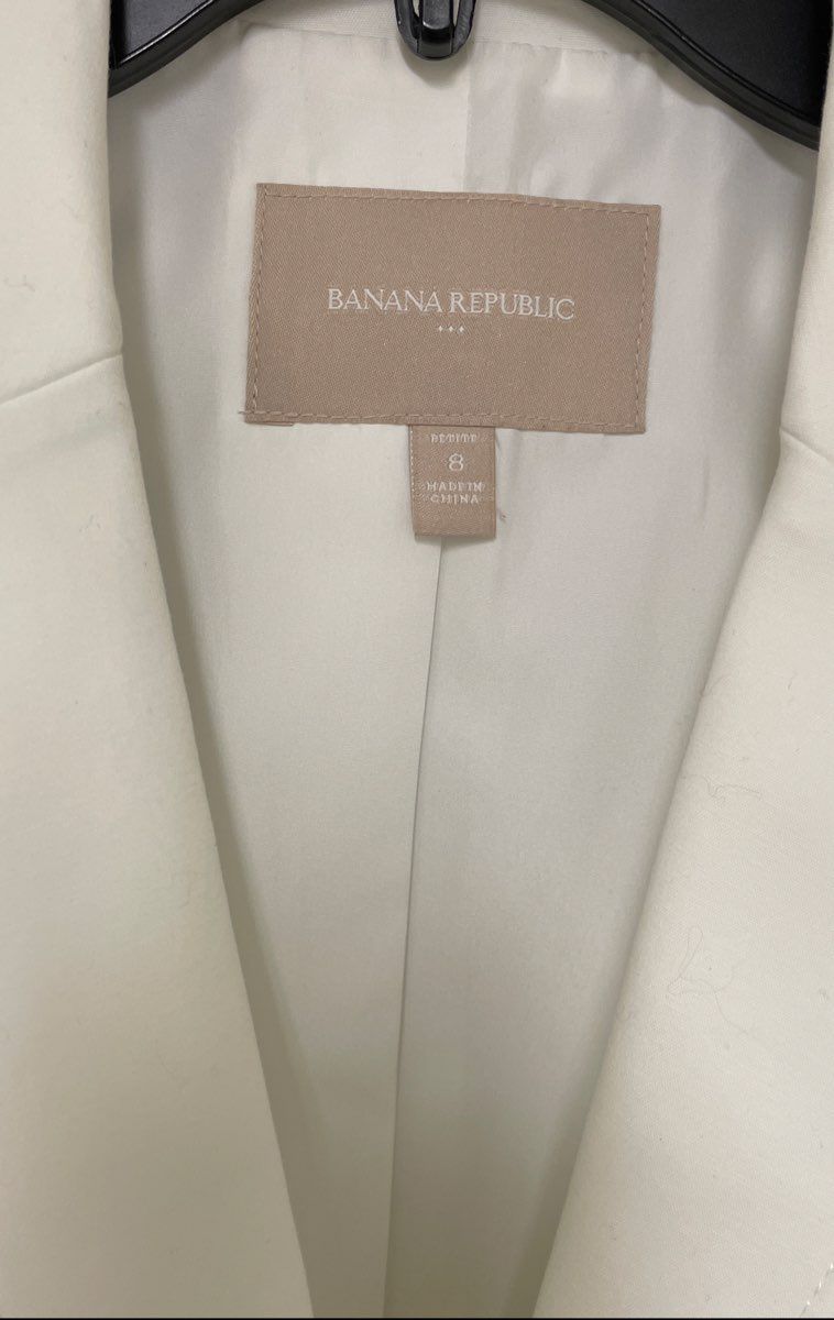 Banana Republic Women's White One-Button Tailored Blazer Jacket Petite Sz 8