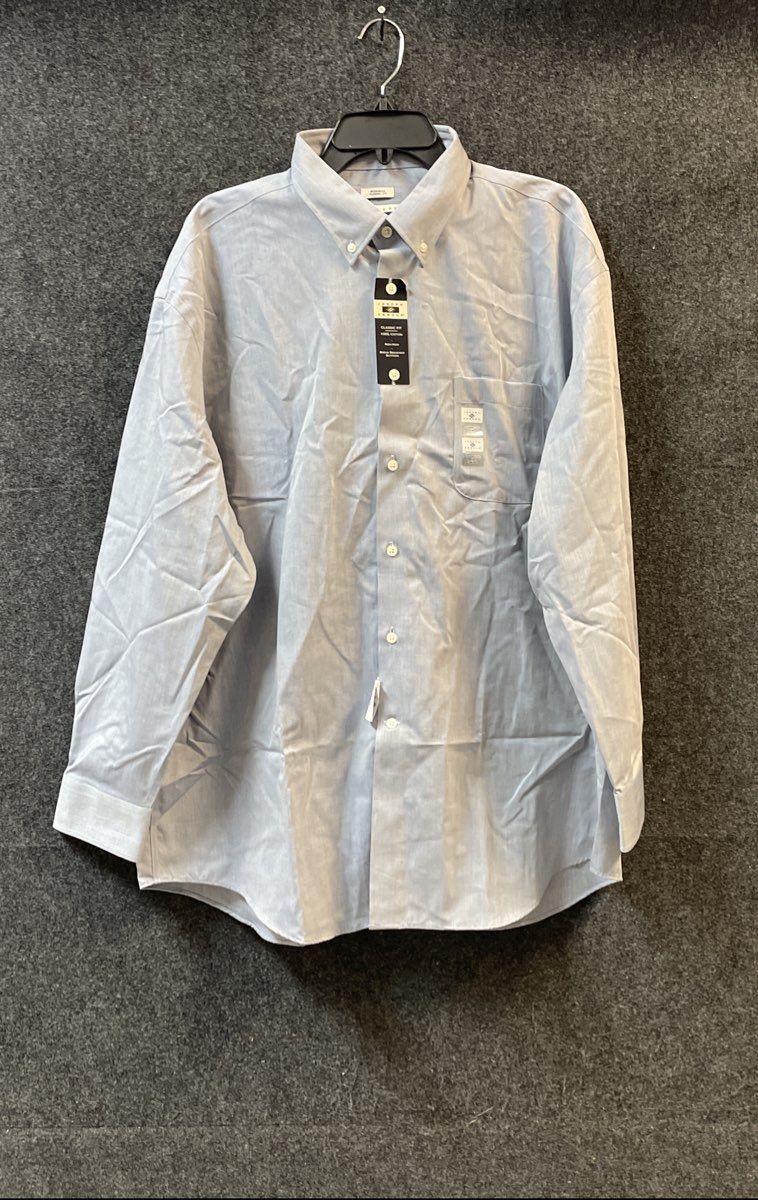 Joseph Abboud Men's Blue Classic Fit Non-Iron Cotton Dress Shirt NWT Sz 18 34/35