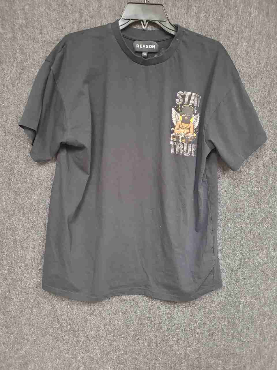 Reason Men's Black Stay True Count Your Blessings Rhinestone Graphic T-Shirt L