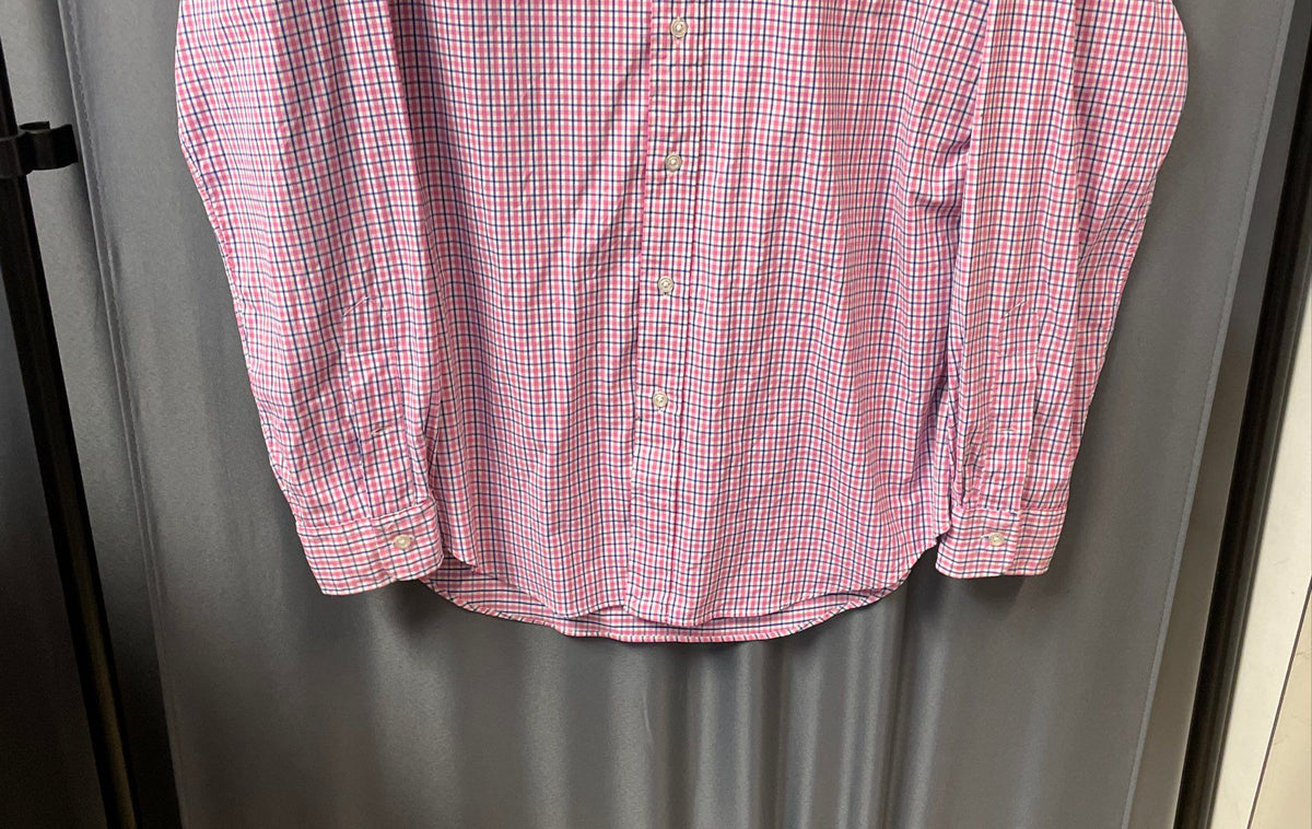 Ralph Lauren Men's Performance Pink Blue Plaid Button Down Shirt Sz M