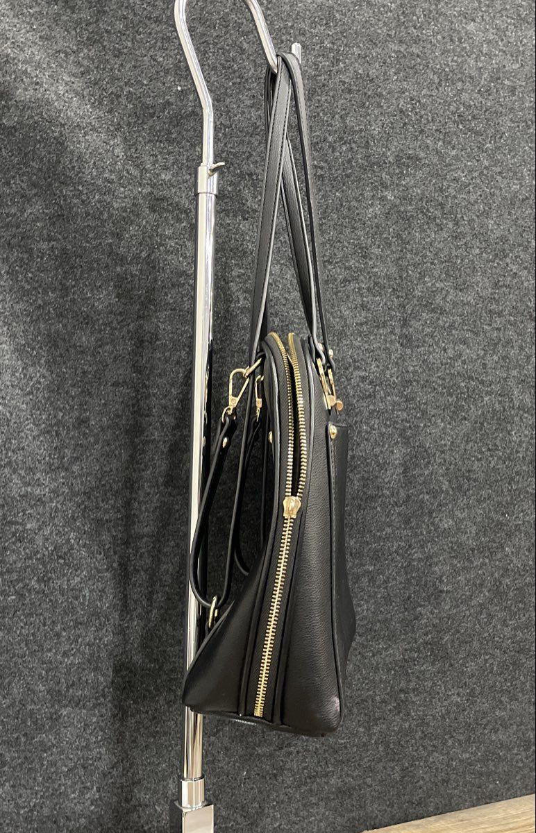 Miztique Black Faux Leather Convertible Backpack Tote Bag Gold Hardware