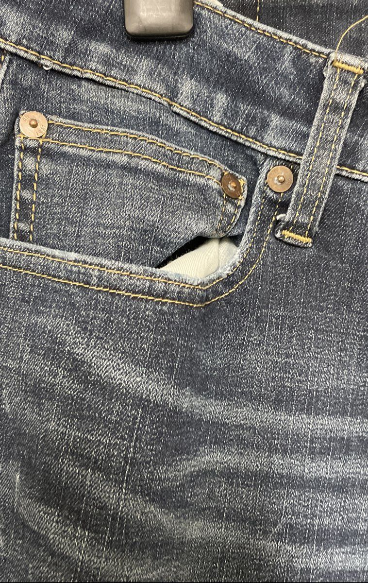 American Eagle Men's Extreme Flex 4 Jeans Dark Blue Distressed Ripped Sz 32x34