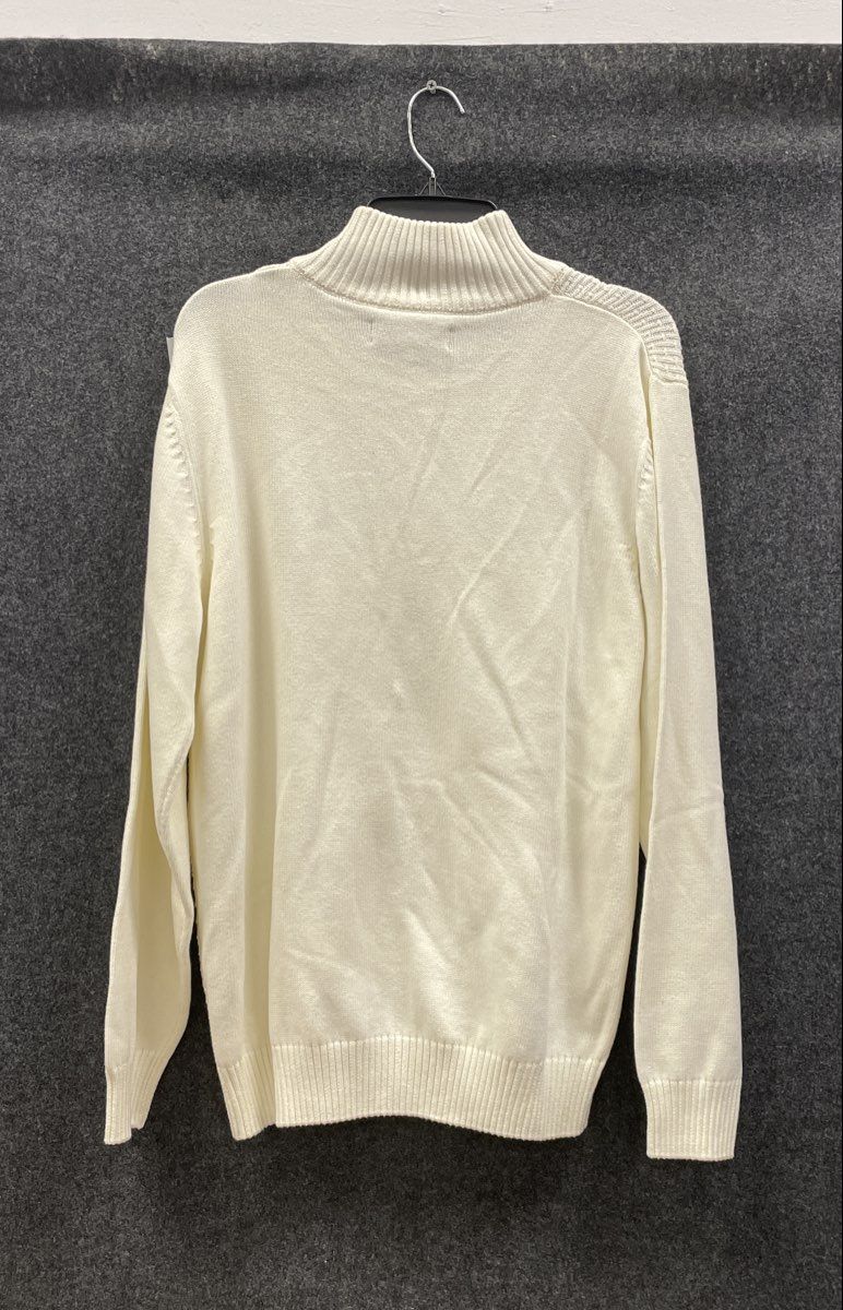 U.S. Polo Assn. Men's Quarter Zip Sweater Cream Textured Cotton Sz M NWT