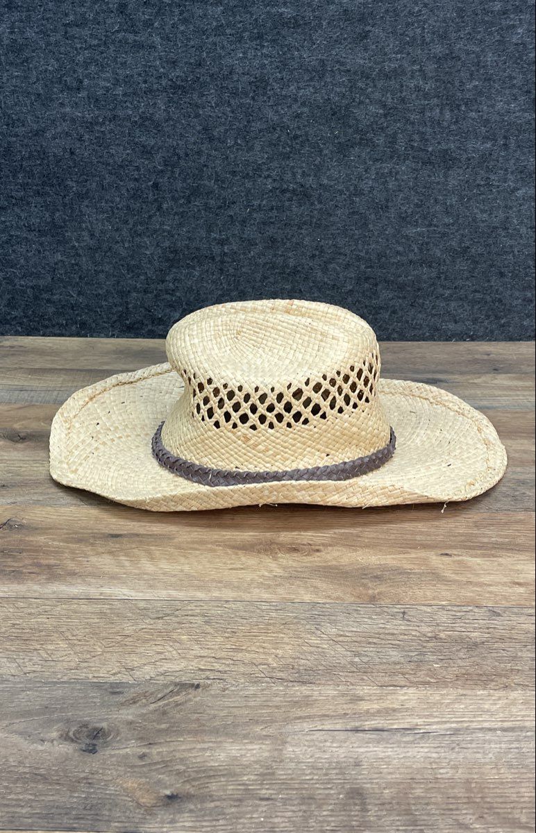 J Hats Unisex Straw Cowboy Hat Natural Tan Ventilated Braided Band OSFM