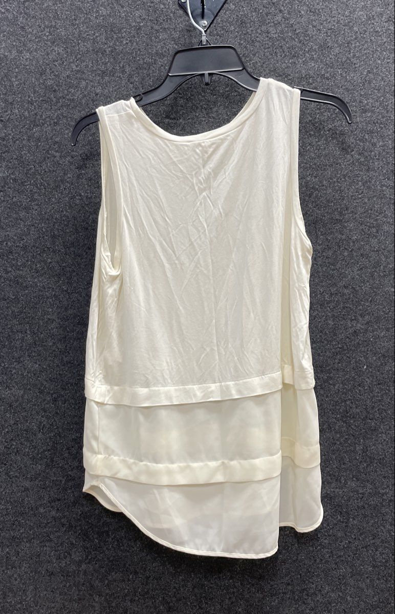 Michael Kors Women's Cream Sleeveless Tiered Layered Hem Tank Top Sz M