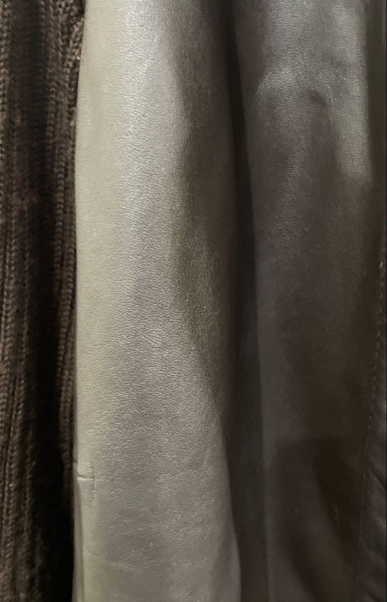 Laura Clement Women's Brown Lambskin Leather Ribbed Wool Full Zip Jacket 14