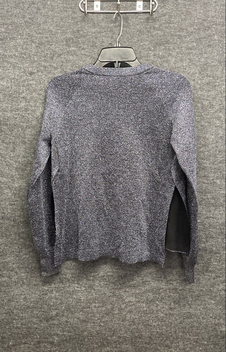 J.Crew Women's Silver Black Metallic Shimmer Crewneck Sweater Sz XXS