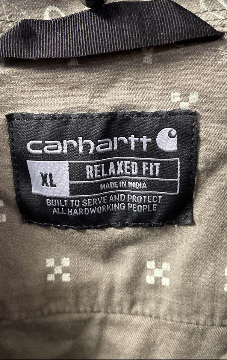 Carhartt Men's Green Pattern Short Sleeve Button Up Relaxed Fit Shirt Sz XL