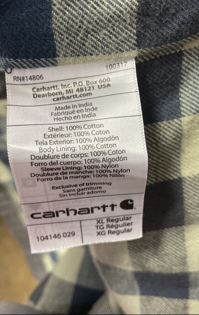 Carhartt Ripstop Flannel Lined Gray Shirt Jacket Shacket Sz XL