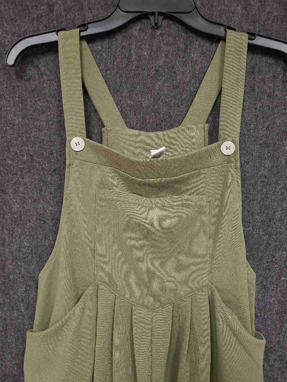 Halara Women's Olive Green Waffle Knit Textured Overalls Jogger Jumpsuit Sz M