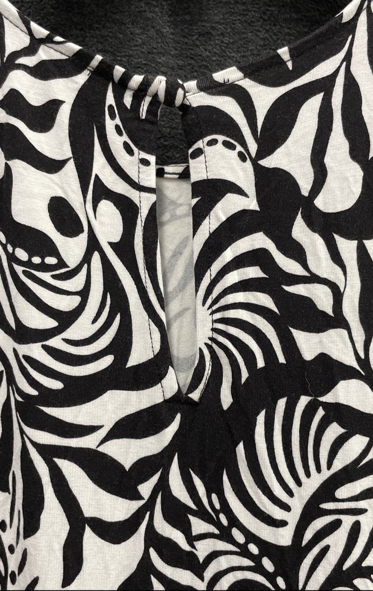 Loft Women's Black White Abstract Print Ruched Slit Maxi Dress Sz 10 NWT