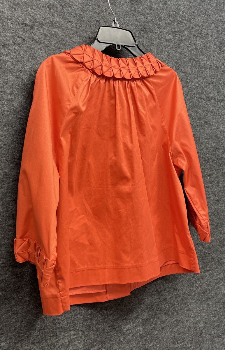 Simply Chloe Dao Women's Orange Cotton Pleated Collar Swing Jacket Sz XL
