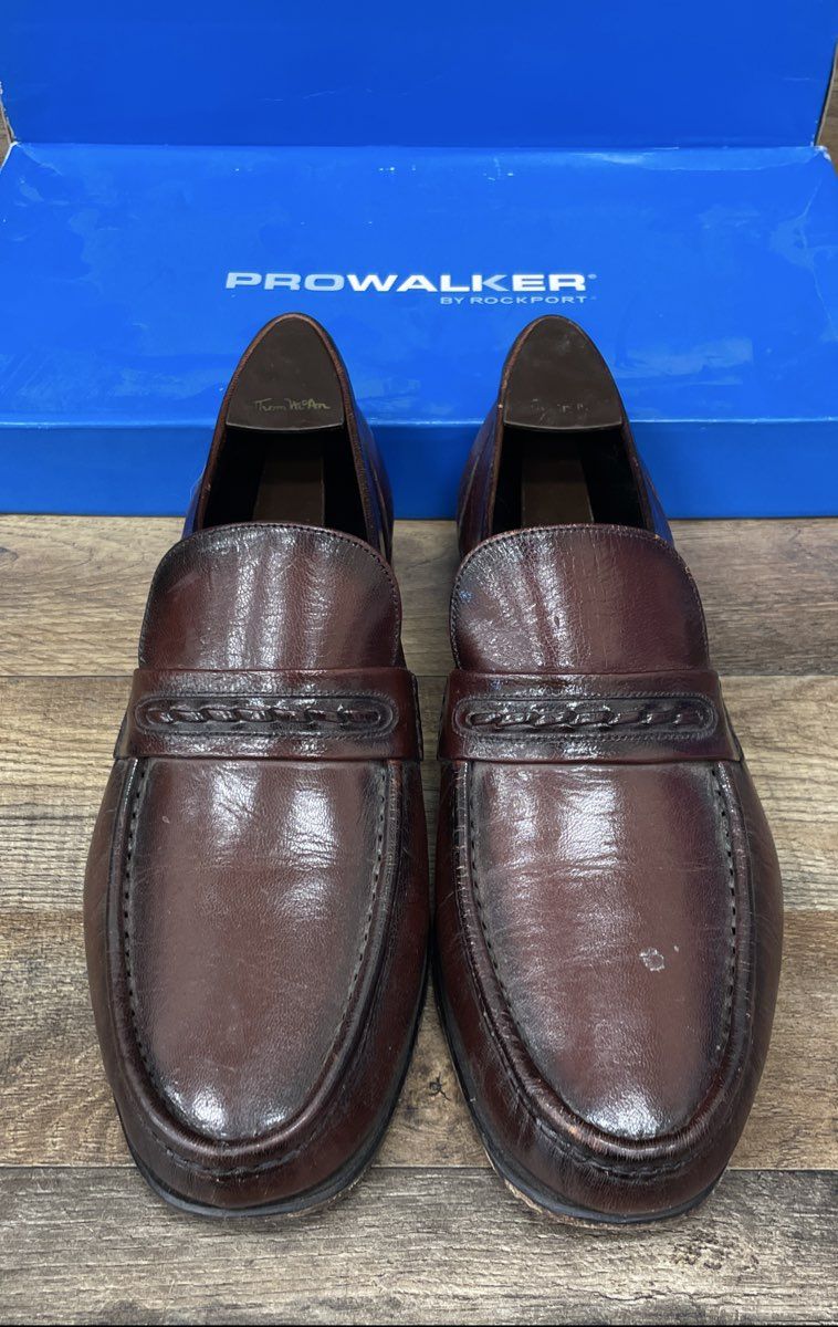 Florsheim 75370 Brown Leather Braided Strap Loafers Men's Size 10D