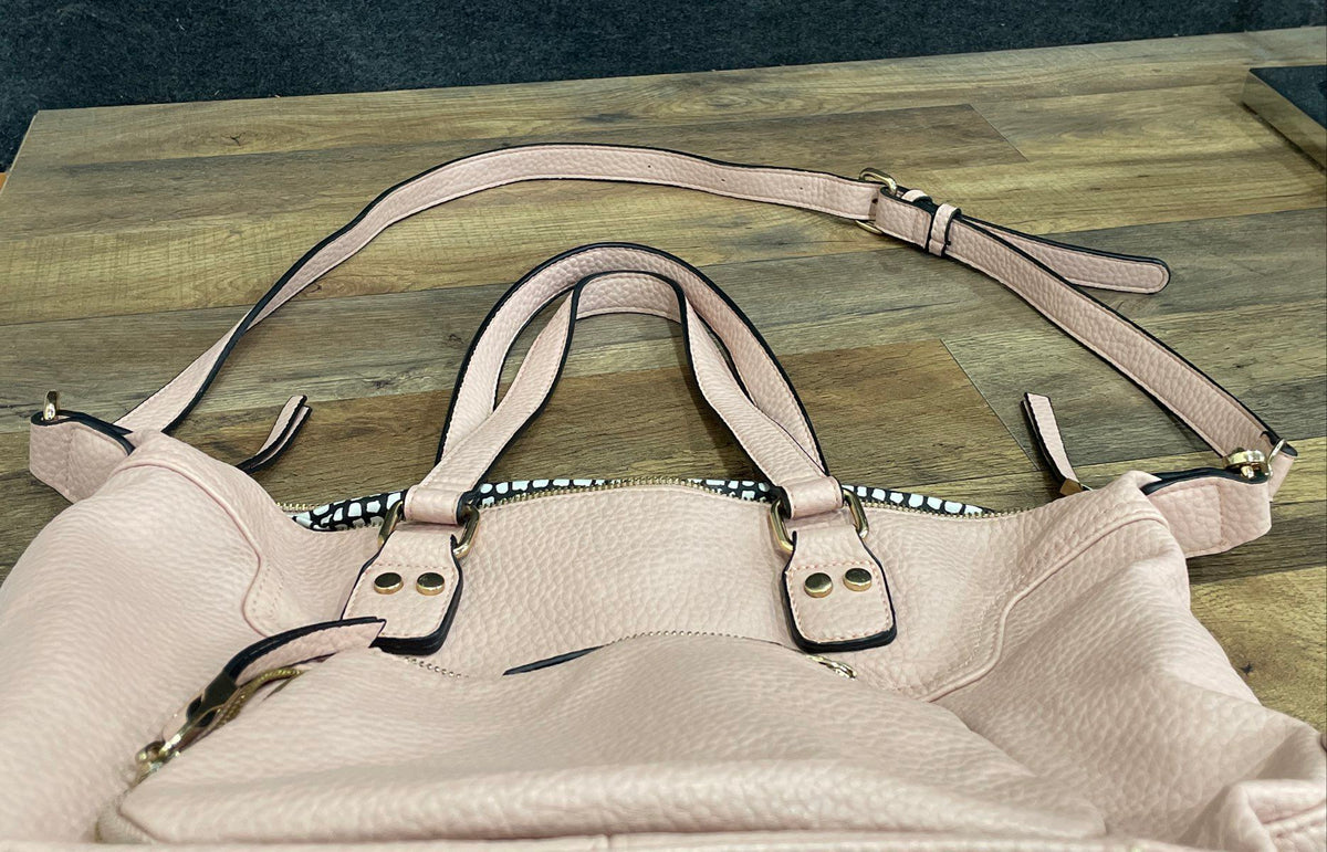 Urban Expressions Pink Leather Satchel Handbag Gold Hardware Crossbody Bag