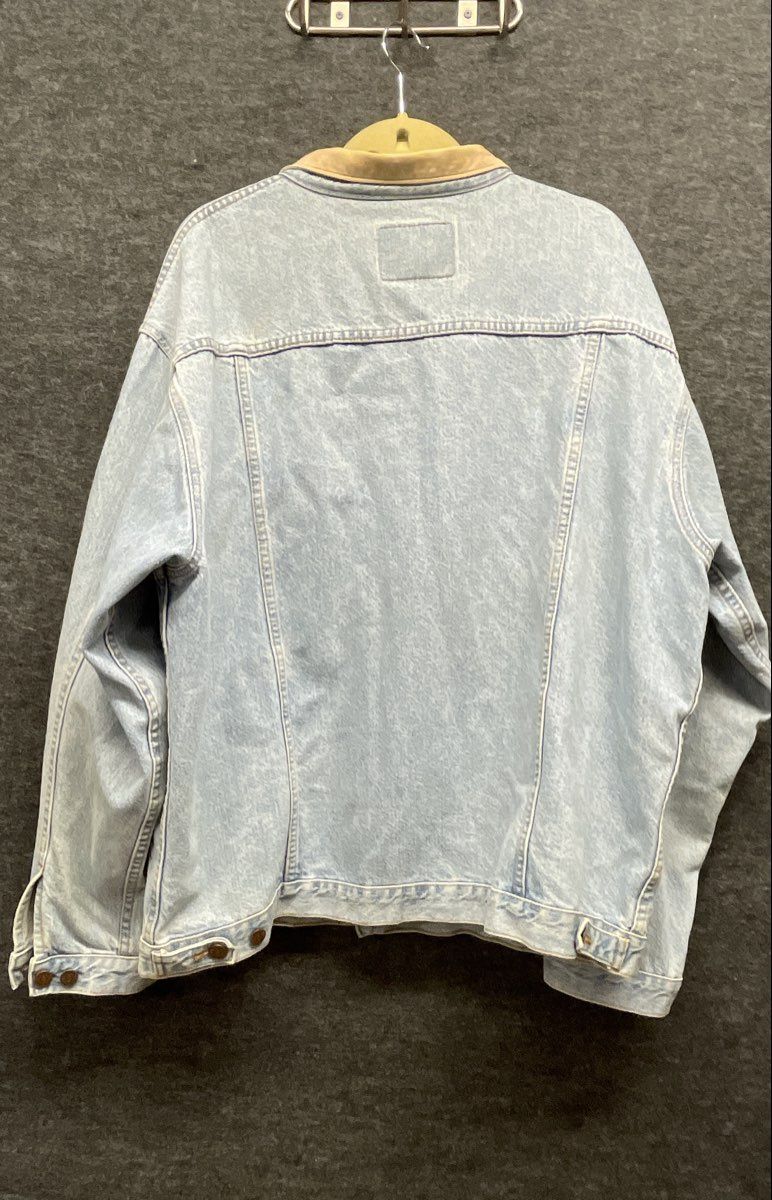 Arizona Jean Company Men's Vintage 90s Light Wash Denim Jacket Faux Collar XL