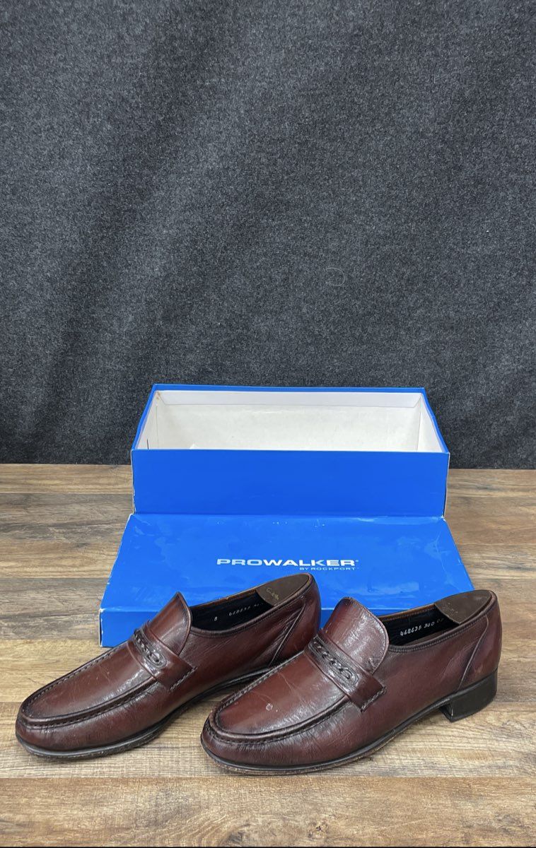 Florsheim 75370 Brown Leather Braided Strap Loafers Men's Size 10D