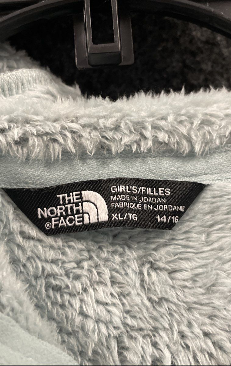 The North Face Girl's Blue High Pile Fleece Full Zip Hoodie Jacket Sz XL 14/16