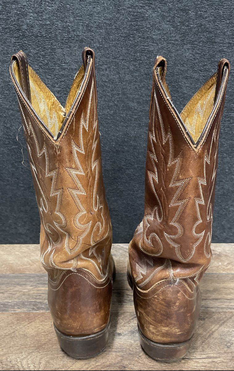 Justin 2114R Apache Tan Leather Western Cowboy Boots Men's Size 9D